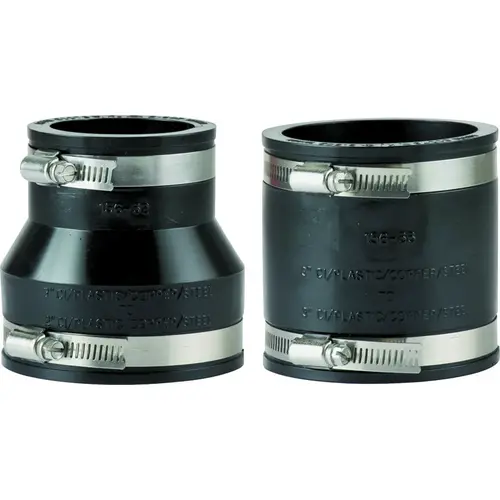 Coupling, 6 in x 6 in, PVC, Black