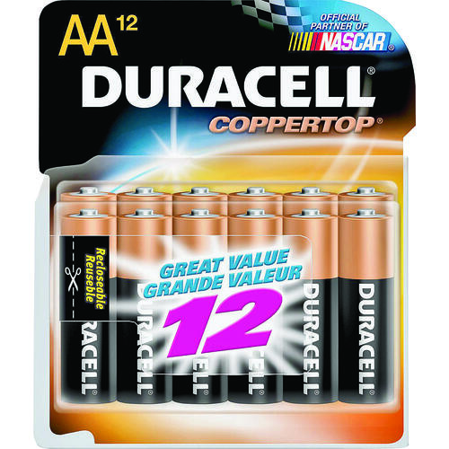 DURACELL MN15RT12Z COPPERTOP MN1500 Battery, 1.5 V Battery, AA Battery, Alkaline, Manganese Dioxide - pack of 12