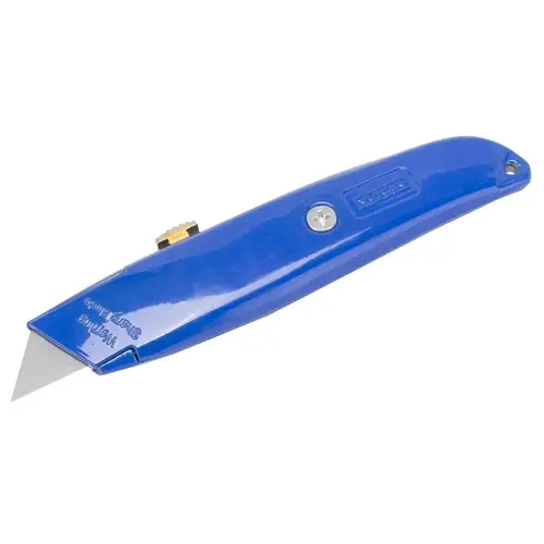 Utility Knife, 2-7/8 in L Blade, 1-1/4 in W Blade, Aluminum Handle, Blue Handle