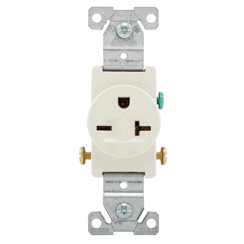 Single Receptacle, 2 -Pole, 250 V, 20 A, Side Wiring, NEMA: NEMA 6-20R, Light Almond