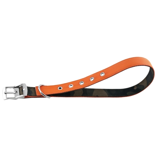 Ruffin It 7N31303 31303 Reversible Dog Collar, 20 to 24 in L Collar, 1 in W Collar, Nylon, Camouflage/Orange