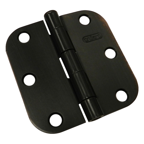 Butt Hinge, 3 in H Frame Leaf, 3/32 in Thick Frame Leaf, Steel, Oil-Rubbed Bronze, Removable Pin, 40 lb