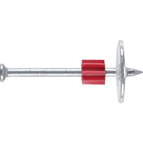 Drive Pin with Washer, 0.145 in Dia Shank, 2-1/2 in L, Steel/Plastic, Zinc Silver - pack of 100