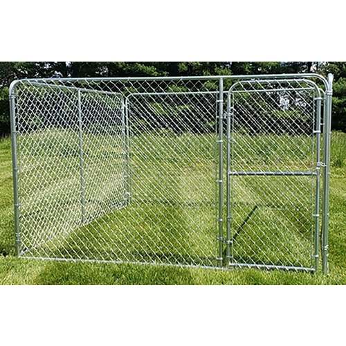 Chain Link Dog Kennel, 10 ft OAL, 10 ft OAW, 6 ft OAH, Galvanized - pack of 4