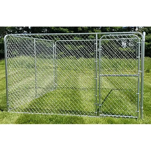 DAVIS GATE & WIRE C-10WKRC Chain Link Dog Kennel, 10 ft OAL, 10 ft OAW, 6 ft OAH, Galvanized - pack of 4