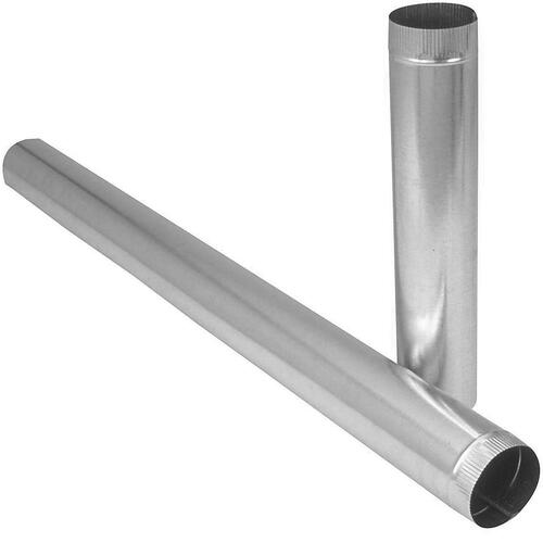 Duct Pipe, 7 in Dia, 60 in L, 28 Gauge, Galvanized Steel, Galvanized