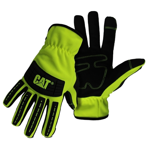 012250M High-Visibility Utility Gloves, Men's, M, Open Cuff, Spandex, Green