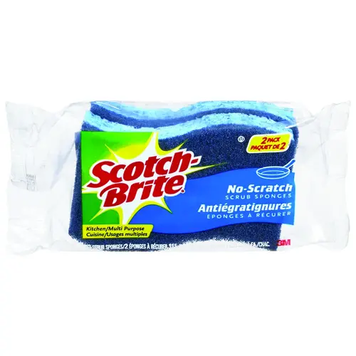 Scrub Sponge, 4.4 in L, 2-1/2 in W, 0.8 in Thick, Blue