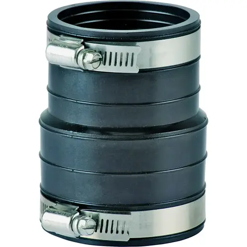Coupling, 3 in, Socket to Pipe, PVC, Black
