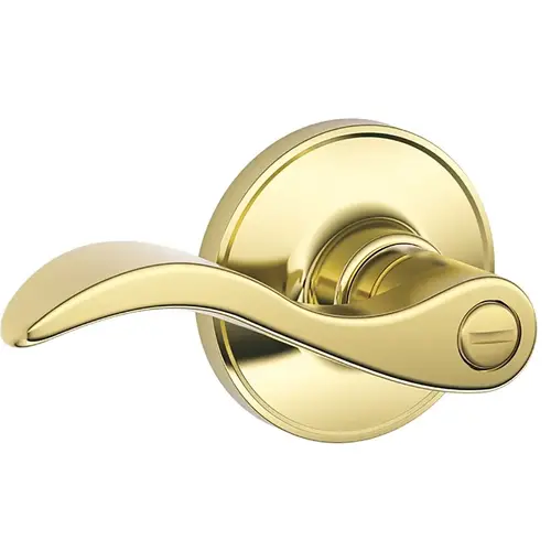 J Series J40 V SEV 605 Privacy Door Lockset, Turn Button Lock, Lever Handle, Metal/Zinc, Bright Brass