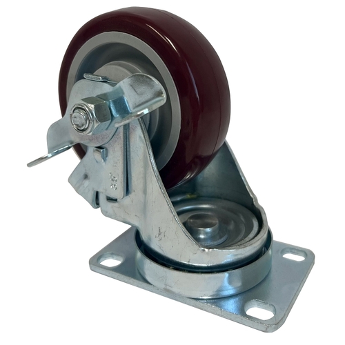 DH CASTERS C-LM35P1DPBSB Rigid Caster, 3-1/2 in Dia Wheel, Rubber Wheel, 100 to 150 lb