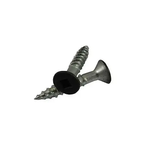 Screw, 12 Thread, 1-1/4 in L, Regular, Twin Lead Thread, Flat Head, Square Drive, Regular Point, Steel Black - pack of 12