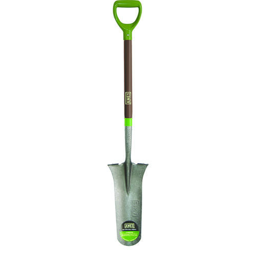 Ames 2531900 Drain Spade, 8-1/8 in W Blade, Steel Blade, Fiberglass Handle, D-Shaped Handle