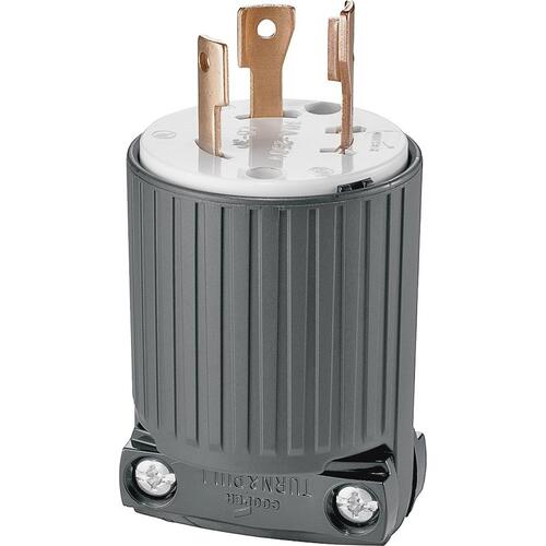 Eaton L630P Twist Lock Plug, 2 -Pole, 30 A, 250 V, NEMA: NEMA L6-30, Black/White