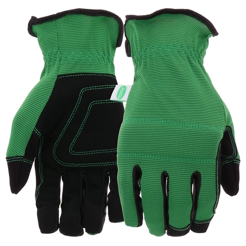 SC86157GR-L Breathable, High-Dexterity, Slip-On Padded Knuckle Work Gloves, Unisex, L, Reinforced Thumb, Green