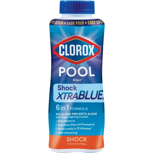 CLOROX 36020CLX POOL & Spa Shock Xtrablue 33020CLX Pool Chemical, 1 lb Bottle, Solid, Chlorine, Blue/Green