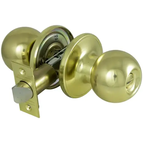 KNOB PRIVACY T3 6-WAY LATCH PB Polished Brass