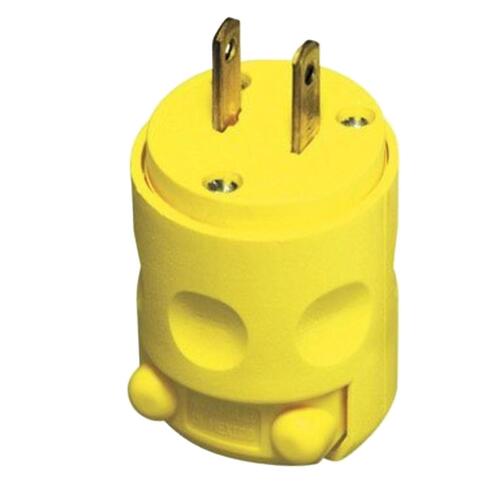 Electrical Plug, 2 -Pole, 15 A, 125 V, NEMA: NEMA 1-15P, Yellow