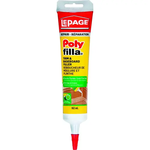 Polyfilla Trim and Baseboard Filler, Paste, Mild Acrylic, White, 162 mL Tube