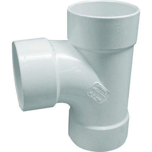 Sewer Sanitary Pipe Tee, 3 in, Hub, PVC, White