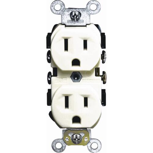 Duplex Receptacle, 2 -Pole, 15 A, 125 V, Side Wiring, NEMA: 5-15R, Ivory