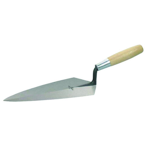 Brick Trowel, 12 in L Blade, 6 in W Blade, Steel Blade, Wood Handle