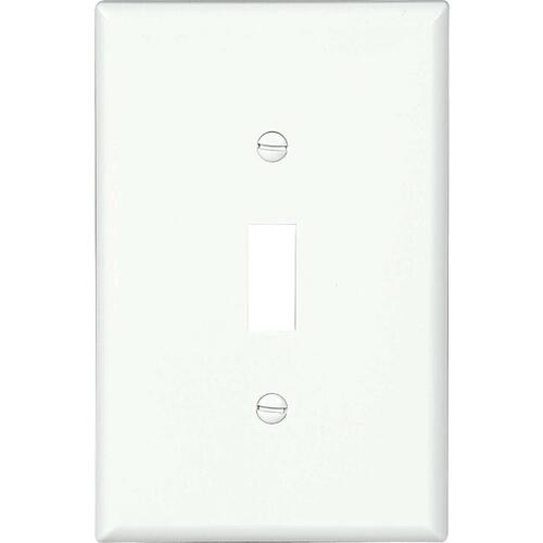 Switch Wallplate, 4.87 in L, 3.13 in W, 1 -Gang, Polycarbonate, White, Smooth - pack of 10