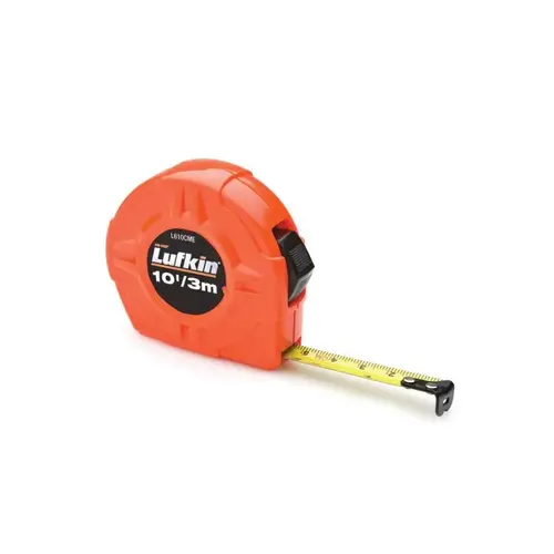 Crescent Lufkin L600N Tape Measure, 10 ft L Blade, 1/2 in W Blade, Steel Blade, Orange