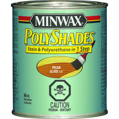 PolyShades Stain and Polyurethane, Gloss, Liquid, Pecan, 946 mL, Can