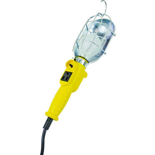 Work Light with Metal Guard and Single Outlet, 12 A, 25 ft L Cord, Yellow - pack of 4