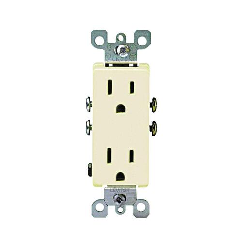 Duplex Receptacle, 2 -Pole, 15 A, 125 V, Push-In, Side Wiring, NEMA: 5-15R, Ivory