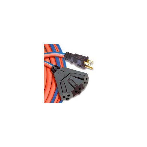 Extension Cord, 14 AWG Cable, 30 m L, 125 VAC, Blue/Red