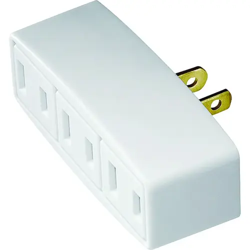 Outlet Adapter, 2 -Pole, 15 A, 125 V, 3 -Outlet, NEMA: NEMA 1-15R, White