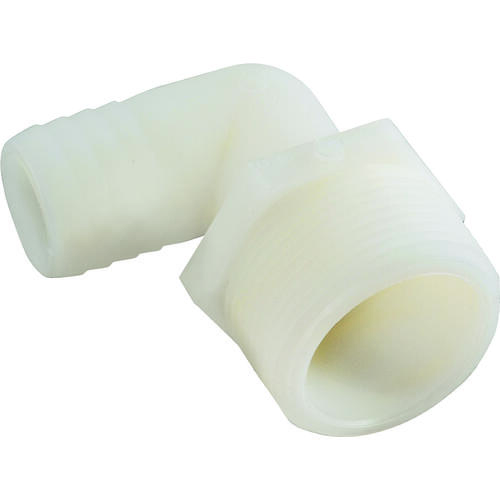 Hose Elbow, 5/8 in, Barb, 3/4 in, MPT, 150 psi Pressure, Nylon