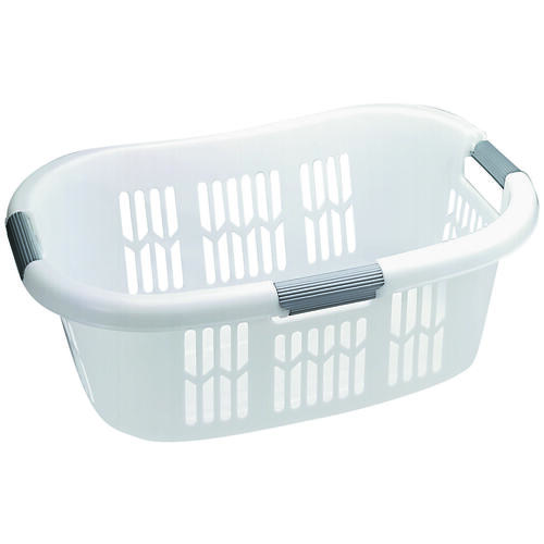 Hip-Hugger Laundry Basket, 1.5 bu Capacity, Plastic, White, 1-Compartment - pack of 6