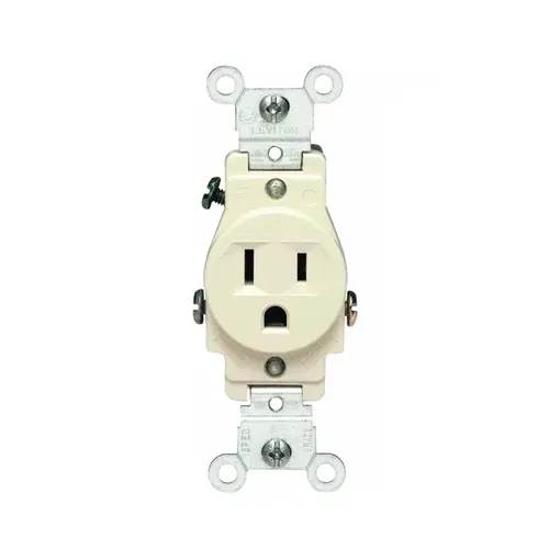 S01-05015-KIS Single Receptacle, 2 -Pole, 125 V, 15 A, Ivory