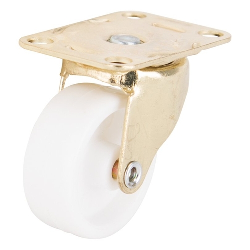 Swivel Caster, 1-5/8 in Dia Wheel, 5/8 in W Wheel, Plastic Wheel, White, 50 lb - pack of 4