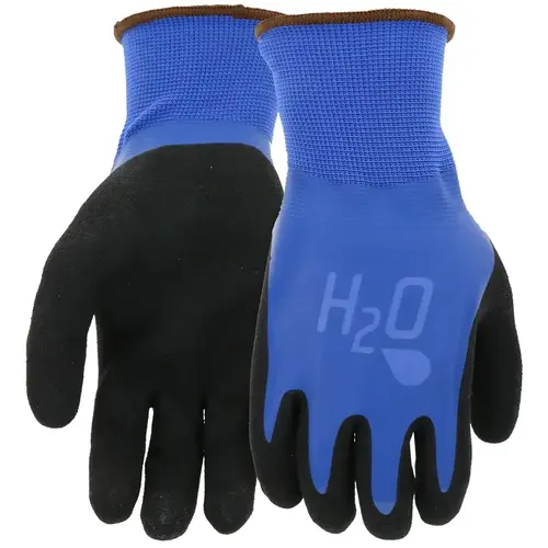 Garden Gloves, L, Latex Coating, Cobalt Blue Pair