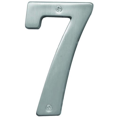 Prestige Series House Number, Character: 7, 5 in H Character, Nickel Character, Solid Brass