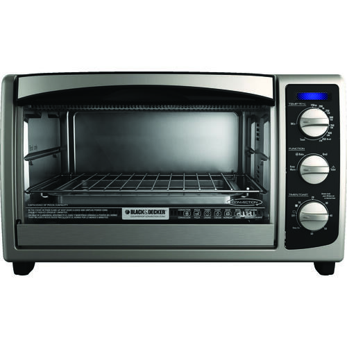 Black+Decker TO1675B Toaster Oven, 6 Slice/Hr, Stainless Steel, Black