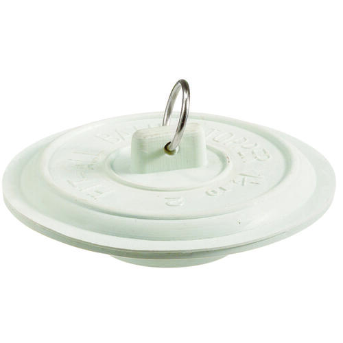 Plumb Pak PP22004 Tub Stopper with Ring, Rubber, White, For Laundry