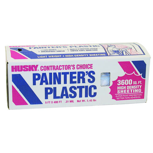 STEELCOAT FG-P9941-06D High-Density Painter's Masking Film, 400 ft L, 9 ft W, 0.31 mil Thick, Plastic, Clear