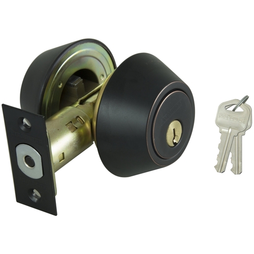 Deadbolt, 3 Grade, Aged Bronze, 2-3/8 to 2-3/4 in Backset, KW1 Keyway - pack of 12