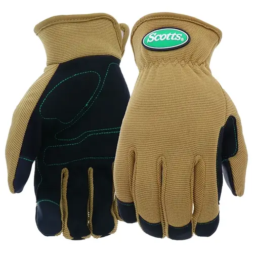 SC86111-M Multi-Purpose Palm Protection Work Gloves, Men's, M, Reinforced Thumb, Shirred Elastic Cuff, Brown Pair