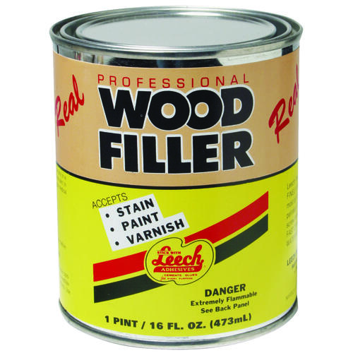Wood Filler, Liquid, Solvent, Natural, 1 pt Can