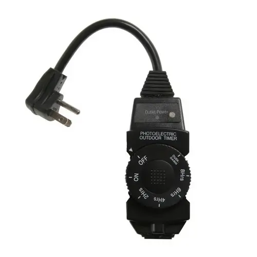 Westek TM142DOLB TM14DOLB Photocell Timer, 8.3 A, 120 V, 1 W, 1 -Outlet, 2, 4, 6, 8 hr Time Setting, Black