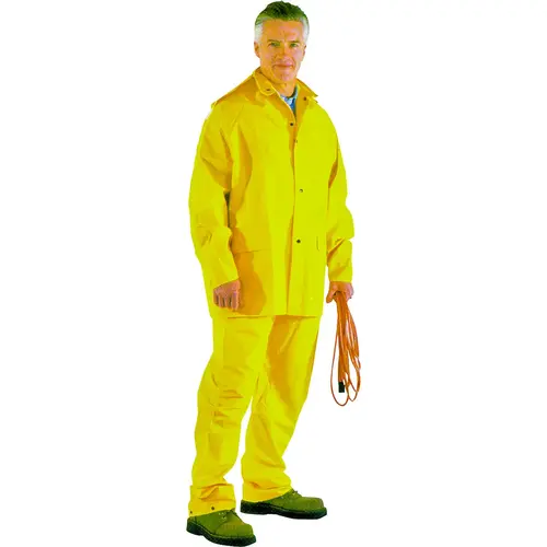 Rain Suit, XL, 30-1/2 in Inseam, Polyester/PVC, Yellow, Comfortable Corduroy Collar