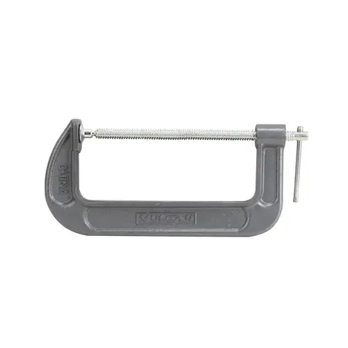 C-Clamp, 8 in Max Opening Size, 3-1/8 in D Throat, Steel Body, Gray Body