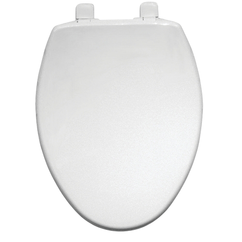 Toilet Seat, Elongated, Plastic, White, Top-Tite Hinge