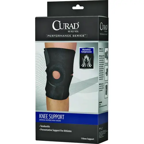 Curad CURORT236 Knee Support, 10-1/4 in L, Neoprene Bandage Black